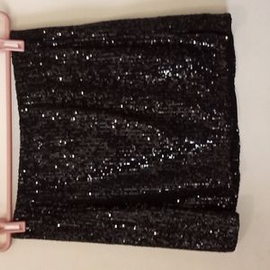 Art Class Skirt Girl Black Sequin Split Left   Side Elastic Waist Size XXL 18/20